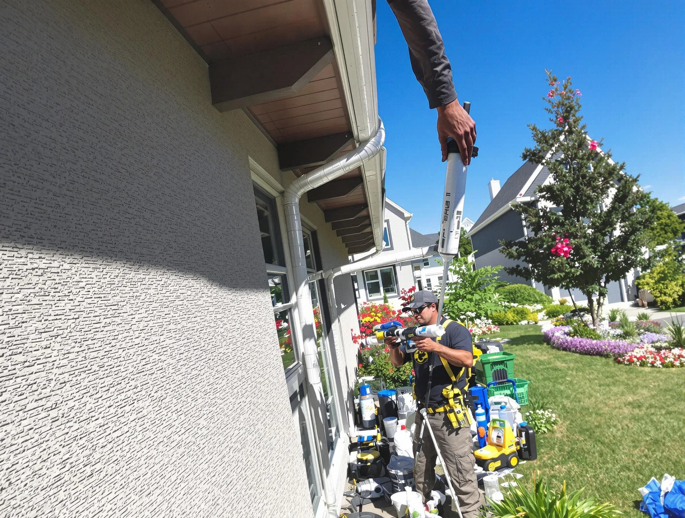 Reinforced downspout bracket installed by Green Roofing Company in Green, OH